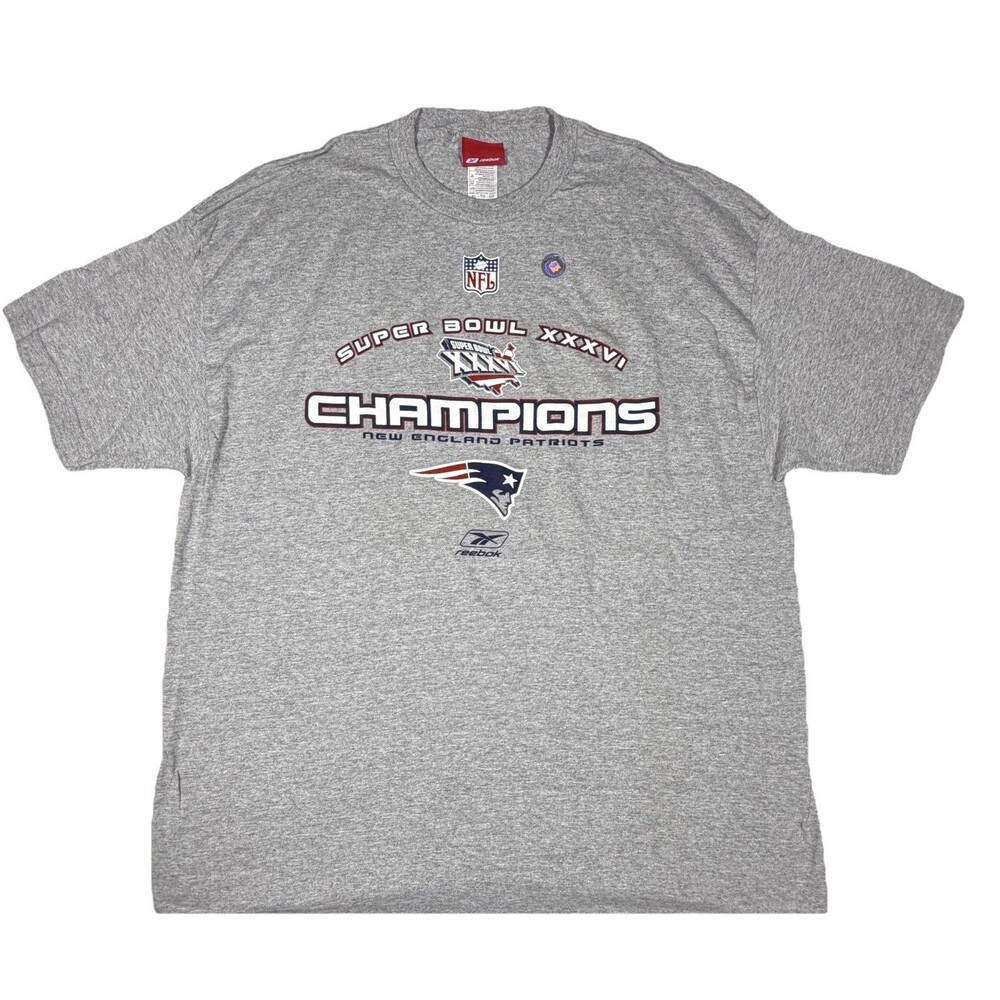 Vintage 2002 Patriots Super Bowl XXXVI Champions Reebok T Shirt XL NOS NFL